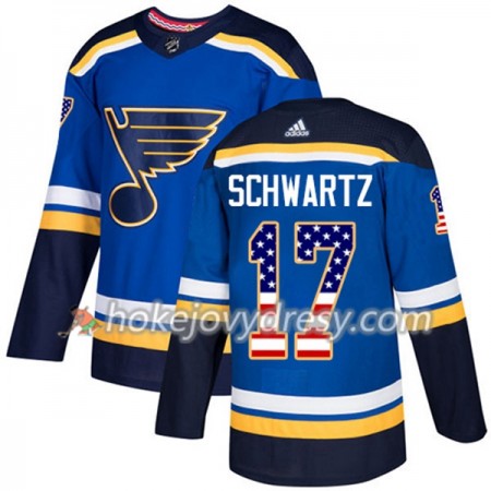 Pánské Hokejový Dres St. Louis Blues Jaden Schwartz 17 2017-2018 USA Flag Fashion Modrá Adidas Authentic